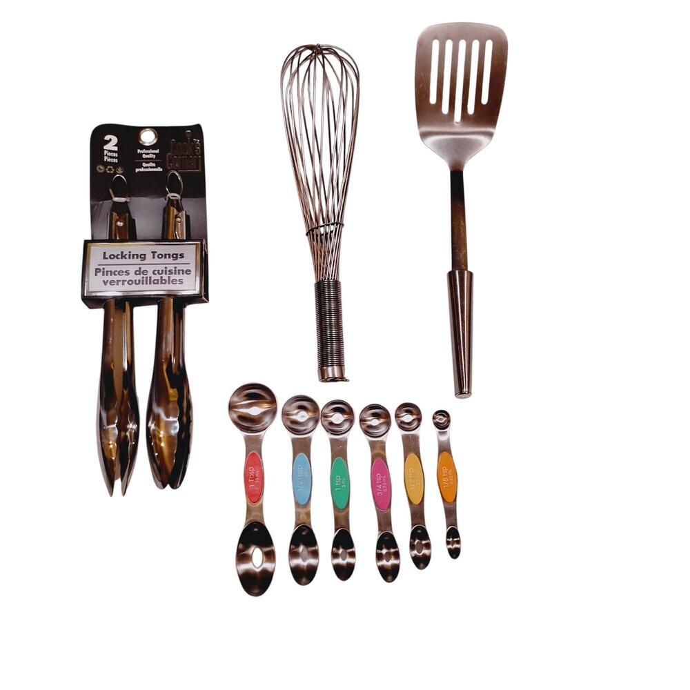 Stainless Steel Cooking Utensils Tongs Magnetic Measuring Spoons Wisk Spatula